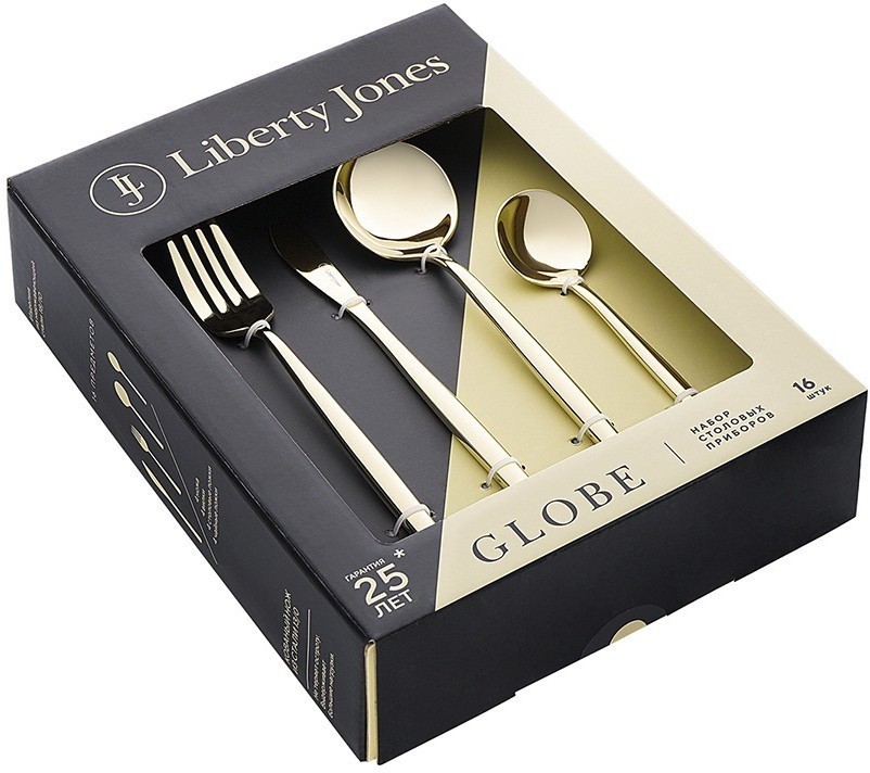 Набор столовых приборов globe, золотистые, 16 пред. (76628)
