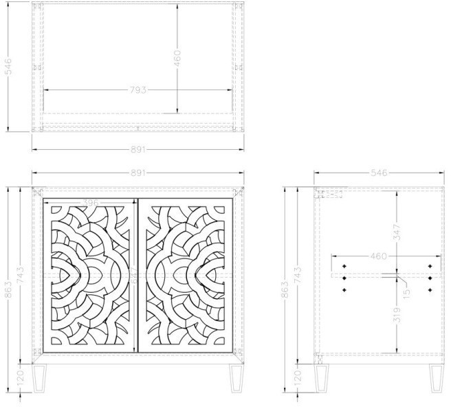 Комод зеркальный 890*546*865мм (00002919)