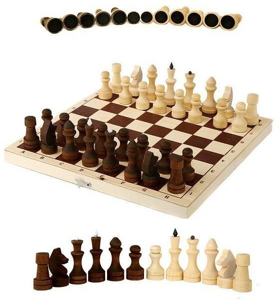 Шахматы обиходные парафинированные в комплекте с доской (Орлов) (33223)