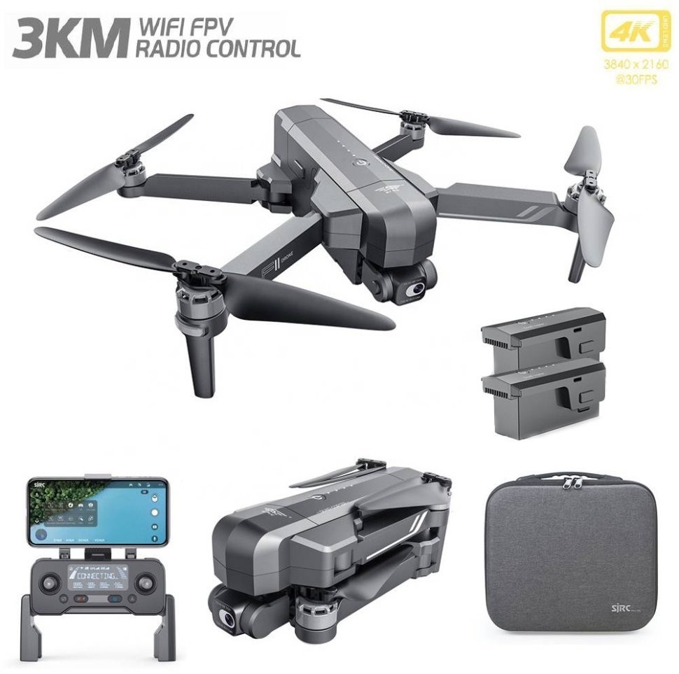 Квадрокоптер SJRC F11S 4K PRO 2-AXIS 4K EIS 5G GPS RTF (2 АКБ)  - F11S 4K PRO COMBO