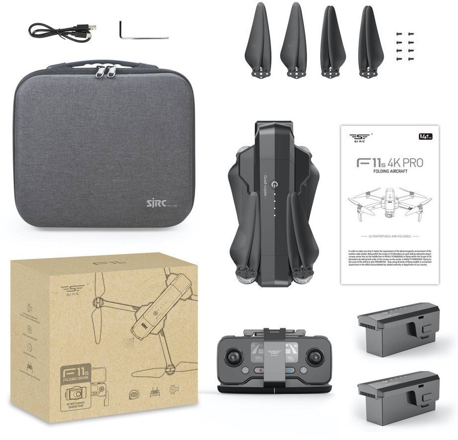 Квадрокоптер SJRC F11S 4K PRO 2-AXIS 4K EIS 5G GPS RTF (2 АКБ)  - F11S 4K PRO COMBO