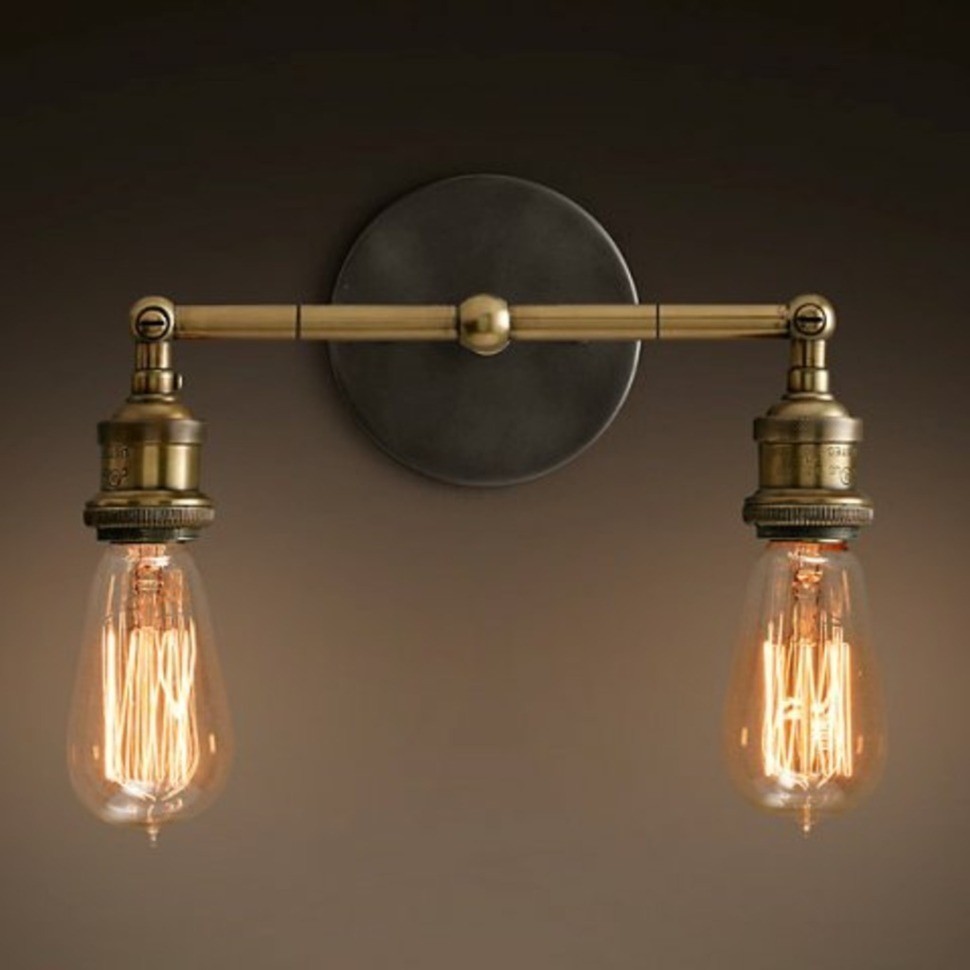 Бра Джесси Дабл DTL9110, металл, Gold, black finish, RESTORATION HARDWARE