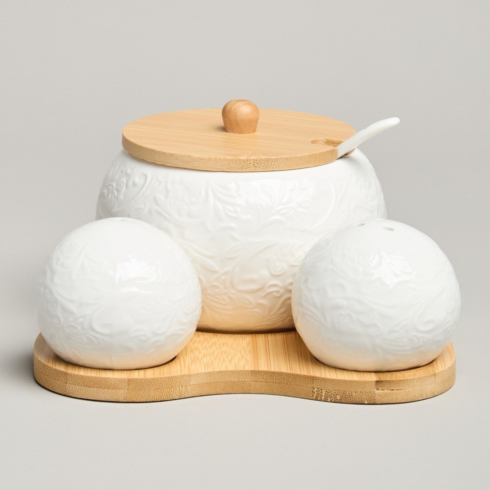 Набор для специй lefard "muse" 3 пр. на дер.подставке 15,5*15,5*10 см (587-213)