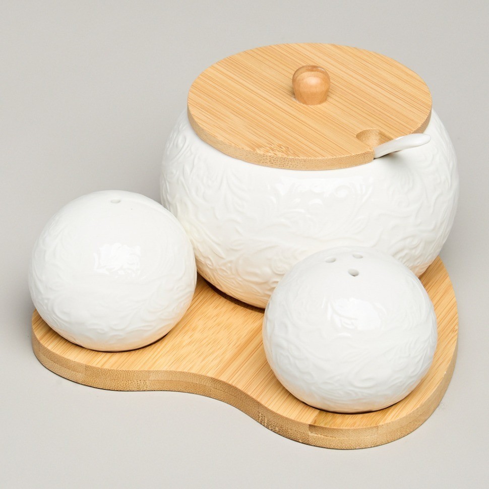 Набор для специй lefard "muse" 3 пр. на дер.подставке 15,5*15,5*10 см (587-213)