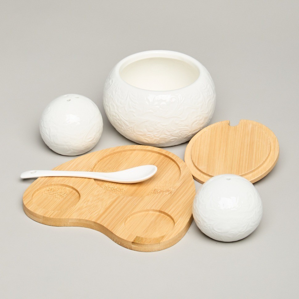 Набор для специй lefard "muse" 3 пр. на дер.подставке 15,5*15,5*10 см (587-213)