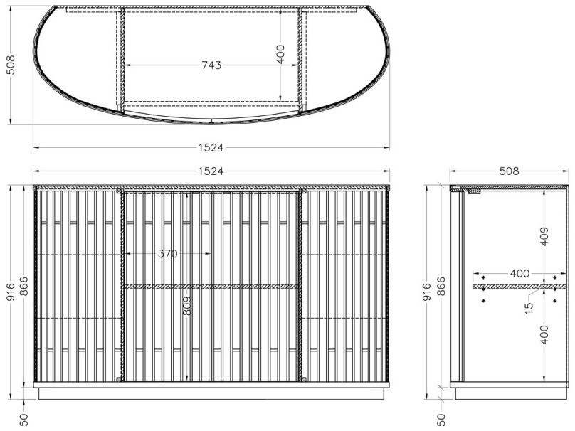 Комод зеркальный двухдверный 152*51*92см (TT-00002013)