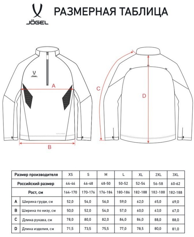 Джемпер ветрозащитный JOGEL PREMIER PerFormPROOF 1/4 Zip Wind Top, серый (2123013)