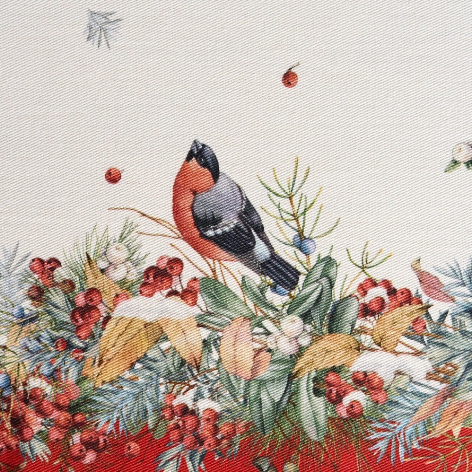 Дорожка "морозко.снегири "45х215см ,красный, 100% хлопок,твил пропитка Lefard (850-745-31)