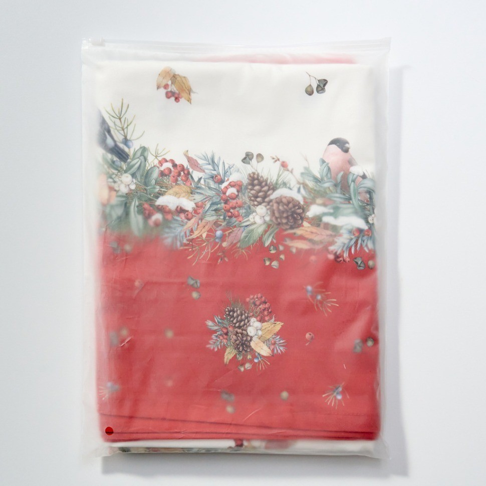 Дорожка "морозко.снегири "45х215см ,красный, 100% хлопок,твил пропитка Lefard (850-745-31)