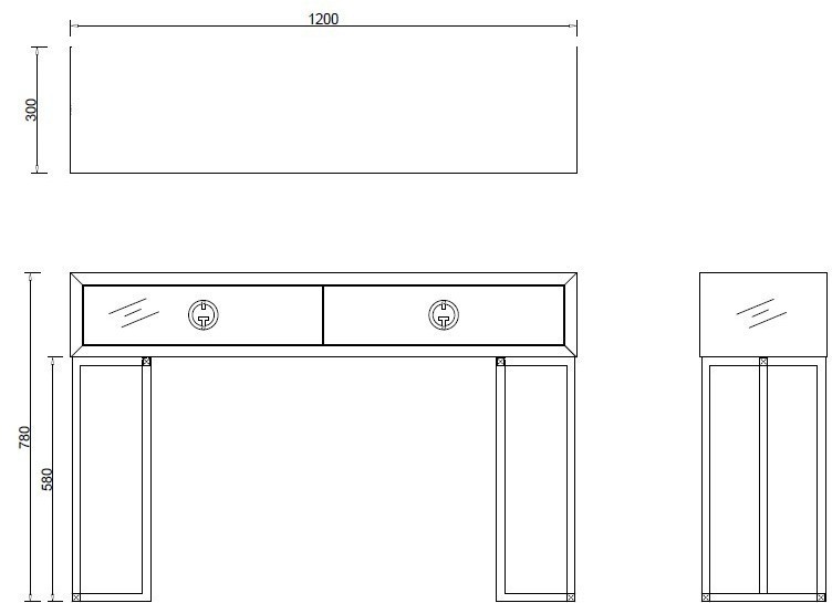 Консоль GD 2 ящика белая 120*30*78см (TT-00011301)