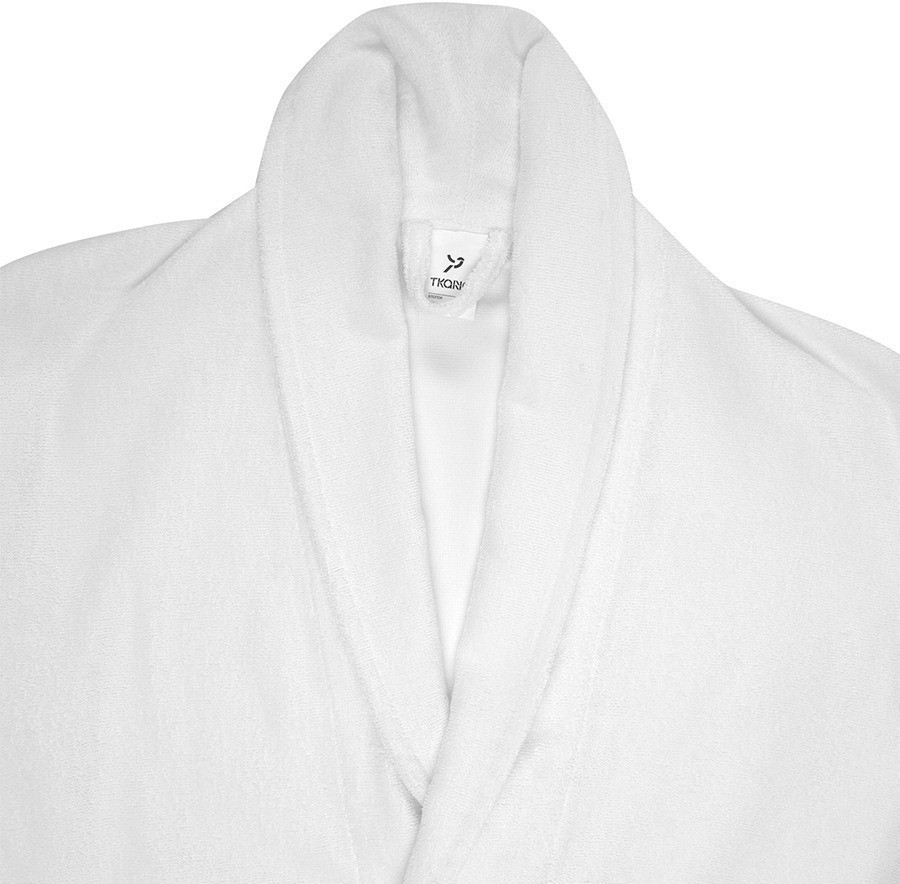 Халат махровый из чесаного хлопка белого цвета из коллекции essential, размер l (75417)