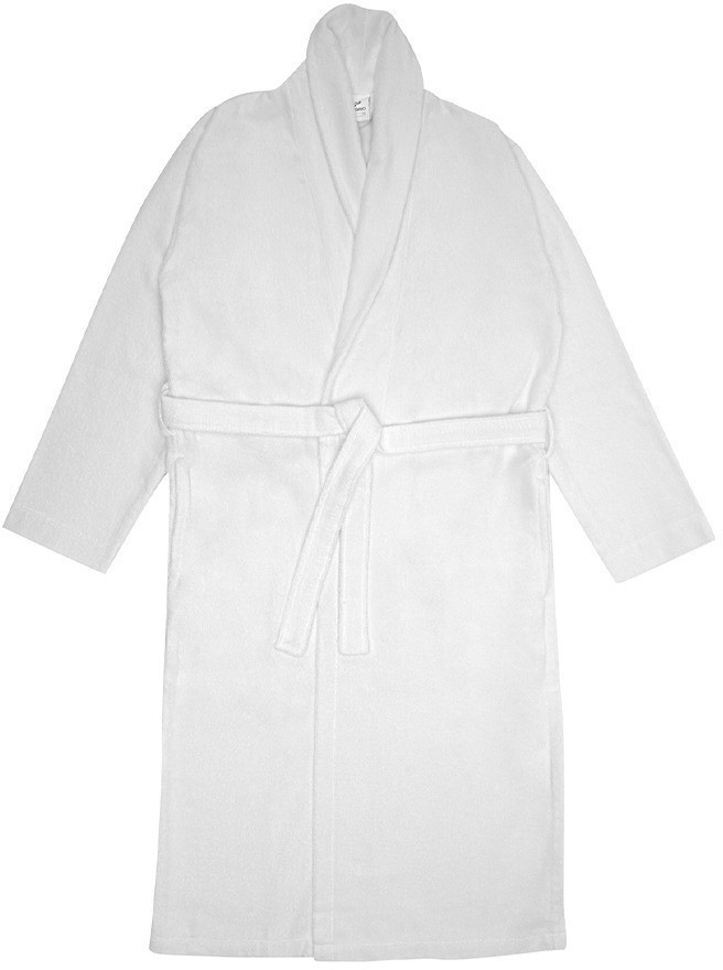 Халат махровый из чесаного хлопка белого цвета из коллекции essential, размер l (75417)