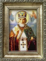 Икона Николай Чудотворец малая с кристаллами Swarovski (1445)