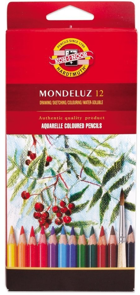 Карандаши цветные акварельные KOH-I-NOOR Mondeluz 3,8 мм 12 цветов 180328 (65714)