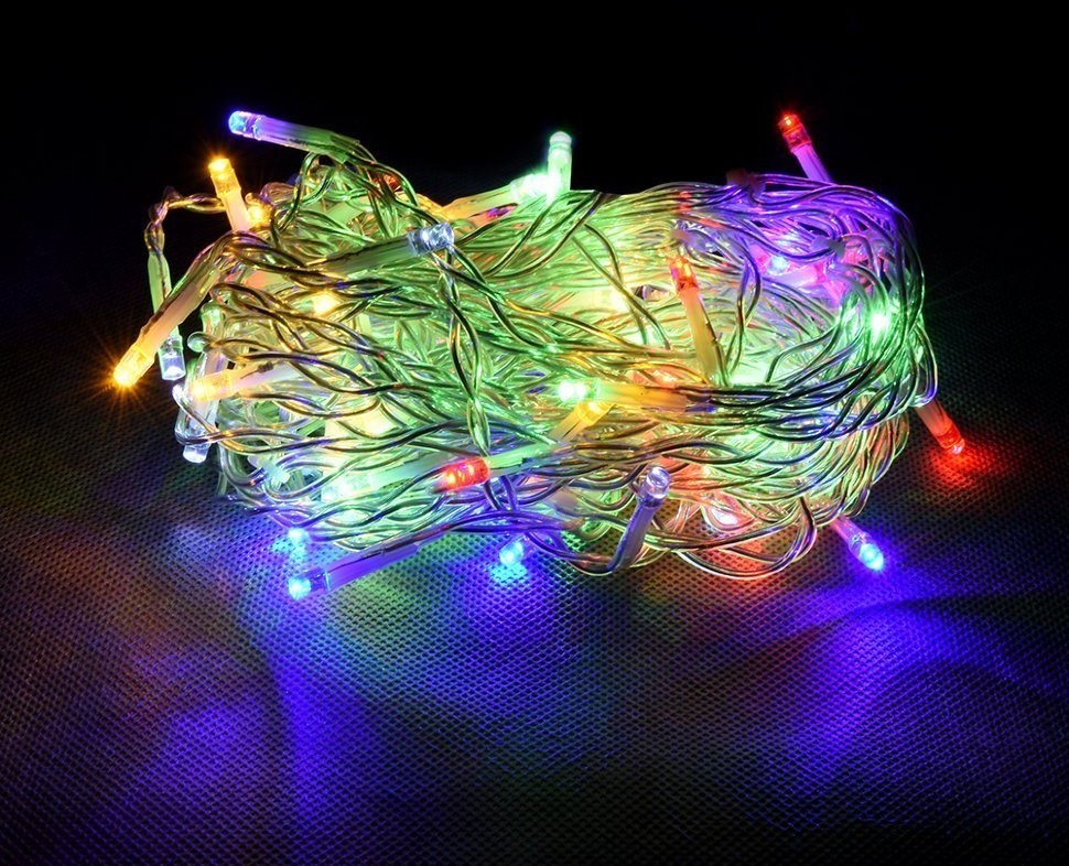 Уличная светодиодная гирлянда (мультиколор) Vegas Бахрома 64 LED, 12 нитей, 2х1 м, 24V 55092 (64457)