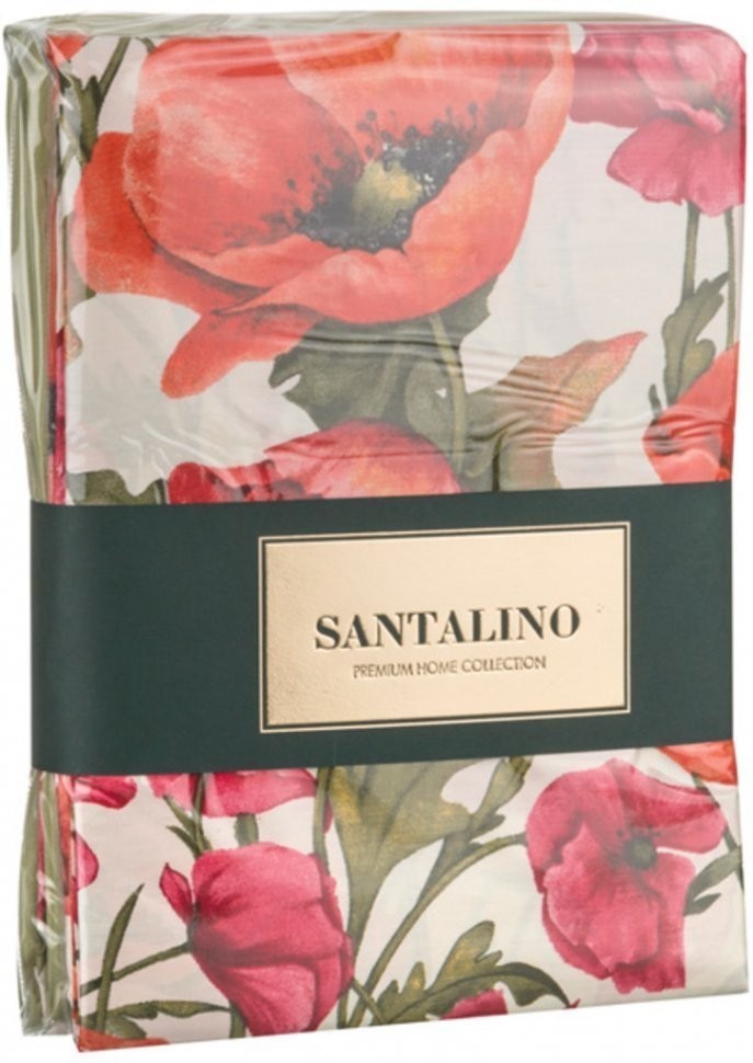 Кпб семейный "маки" под 150*215 -2шт., пр (цвет св.зеленый) 220*250  -1шт., нав 70*70-2шт SANTALINO (984-727)