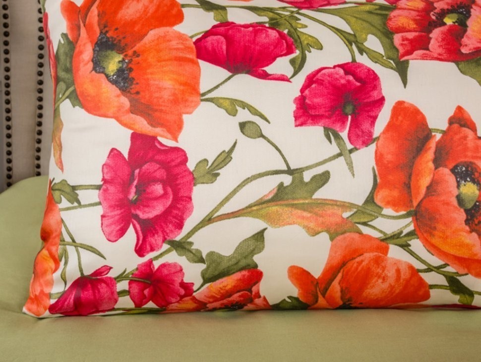 Кпб семейный "маки" под 150*215 -2шт., пр (цвет св.зеленый) 220*250  -1шт., нав 70*70-2шт SANTALINO (984-727)