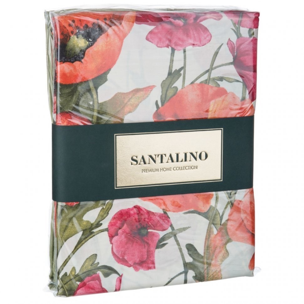 Кпб семейный "маки" под 150*215 -2шт., пр (цвет св.зеленый) 220*250  -1шт., нав 70*70-2шт SANTALINO (984-727)