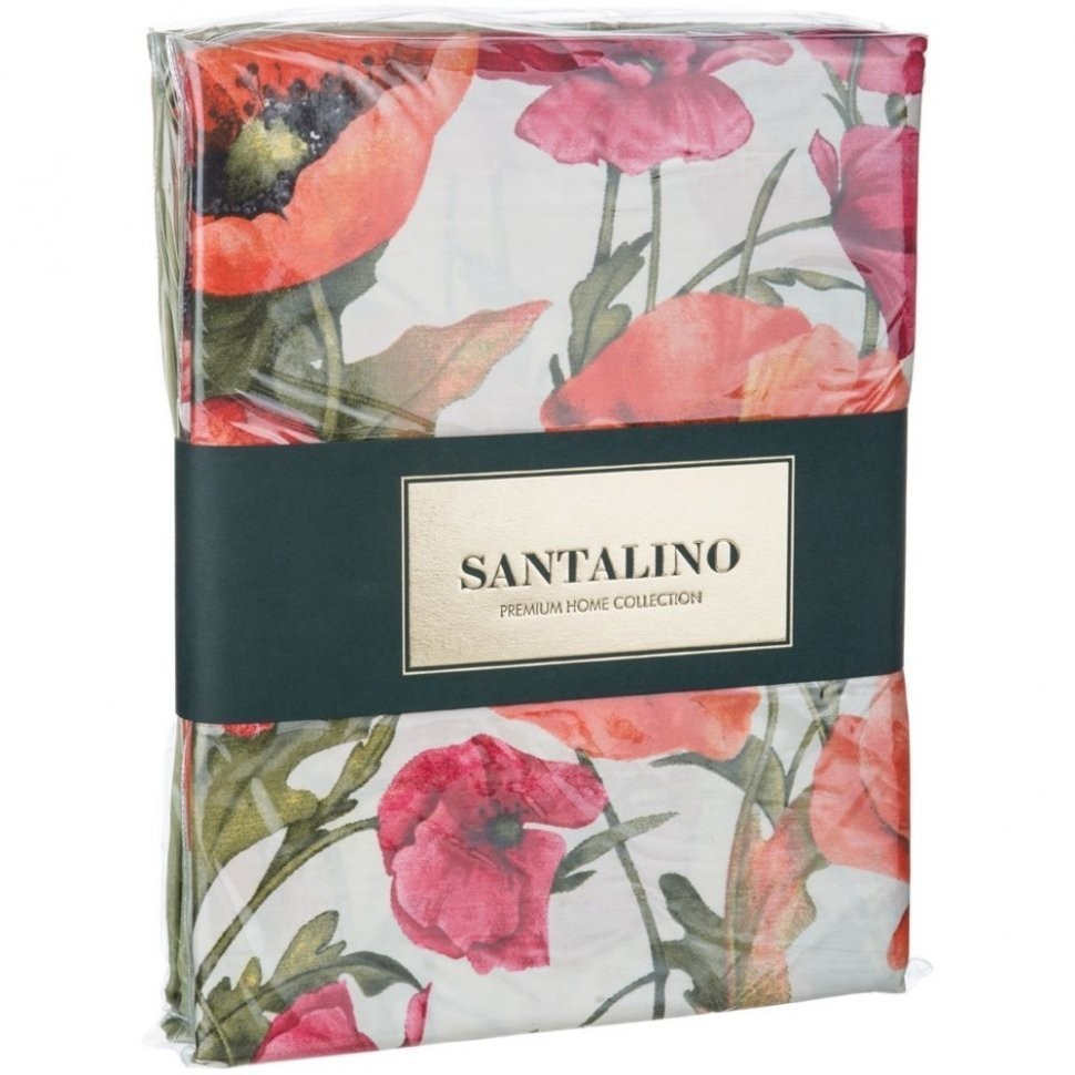 Кпб семейный "маки" под 150*215 -2шт., пр (цвет св.зеленый) 220*250  -1шт., нав 70*70-2шт SANTALINO (984-727)