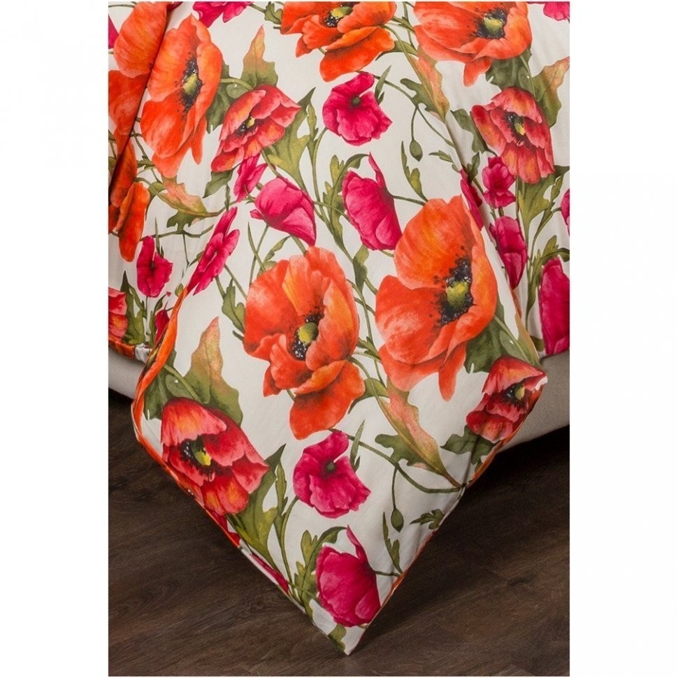 Кпб семейный "маки" под 150*215 -2шт., пр (цвет св.зеленый) 220*250  -1шт., нав 70*70-2шт SANTALINO (984-727)