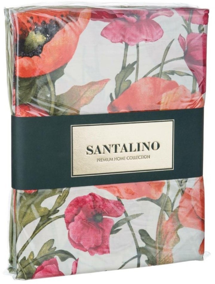 Кпб семейный "маки" под 150*215 -2шт., пр (цвет св.зеленый) 220*250  -1шт., нав 70*70-2шт SANTALINO (984-727)