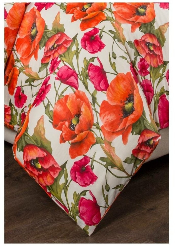 Кпб семейный "маки" под 150*215 -2шт., пр (цвет св.зеленый) 220*250  -1шт., нав 70*70-2шт SANTALINO (984-727)