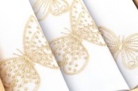 Комплект салфеток  из 3 шт 42*42 см  &quot;вдохновение&quot; ,белый х/б-50% п/э-50%золото SANTALINO (850-512-07)