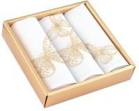 Комплект салфеток  из 3 шт 42*42 см  &quot;вдохновение&quot; ,белый х/б-50% п/э-50%золото SANTALINO (850-512-07)