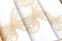 Комплект салфеток  из 3 шт 42*42 см  &quot;вдохновение&quot; ,белый х/б-50% п/э-50%золото SANTALINO (850-512-07)