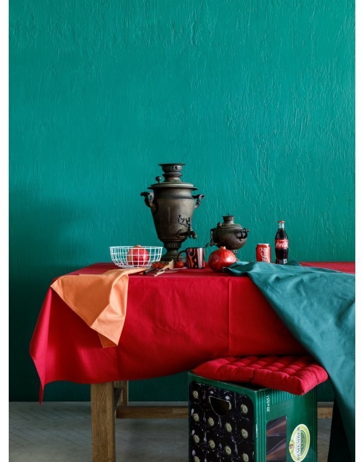 Скатерть на стол из хлопка красного цвета russian north, 170х170 см (65861)