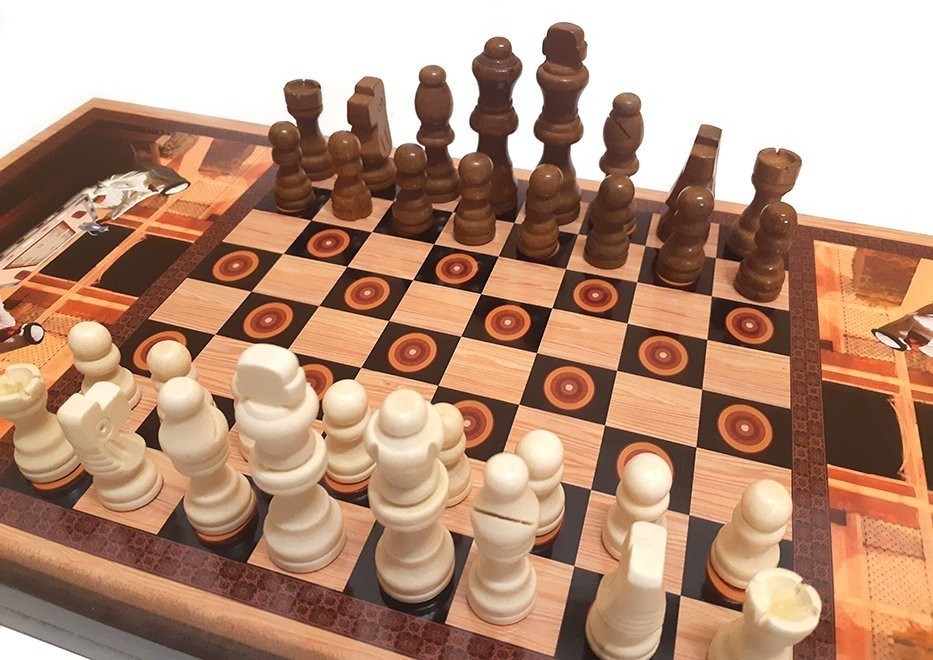 Шахматы + нарды + шашки "Сирия Шейхи" большие (64157)