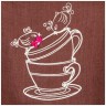 Фартук "чаепитие" ,коричневый, 100%лён SANTALINO (850-605-1)