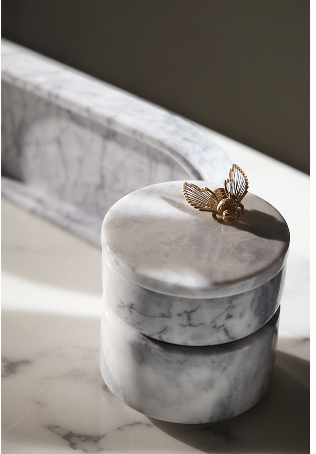 Шкатулка для украшений marm, D10,5 см, белый мрамор (75930)