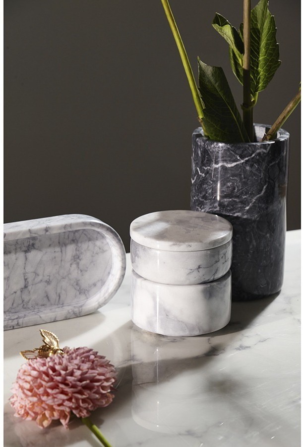 Шкатулка для украшений marm, D10,5 см, белый мрамор (75930)