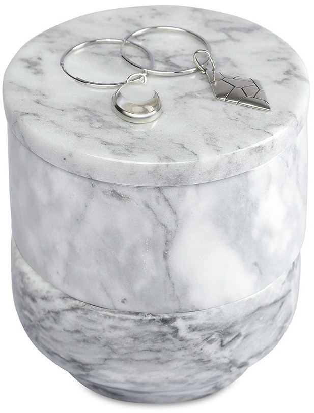 Шкатулка для украшений marm, D10,5 см, белый мрамор (75930)