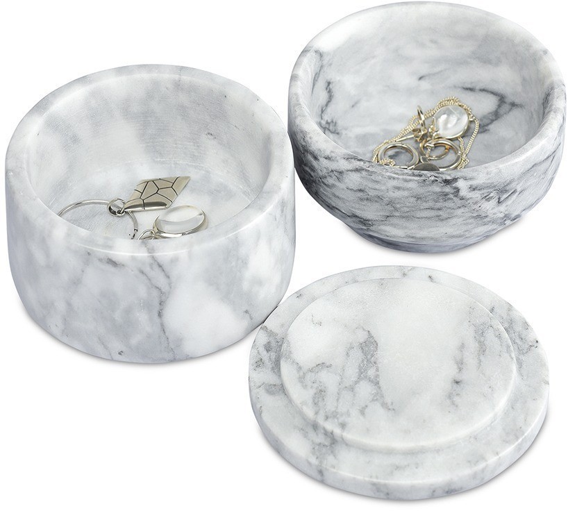 Шкатулка для украшений marm, D10,5 см, белый мрамор (75930)