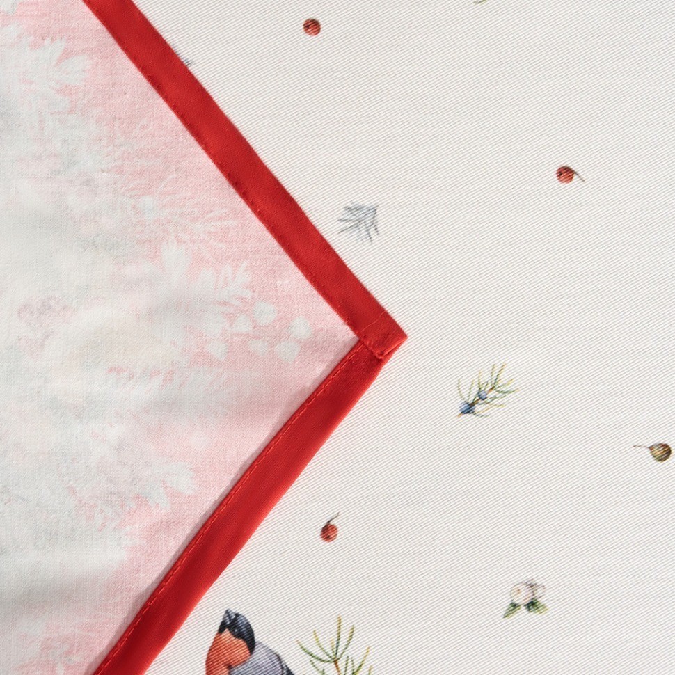 Дорожка "морозко.снегири "45х300см ,красный, 100% хлопок,твил пропитка Lefard (850-745-32)