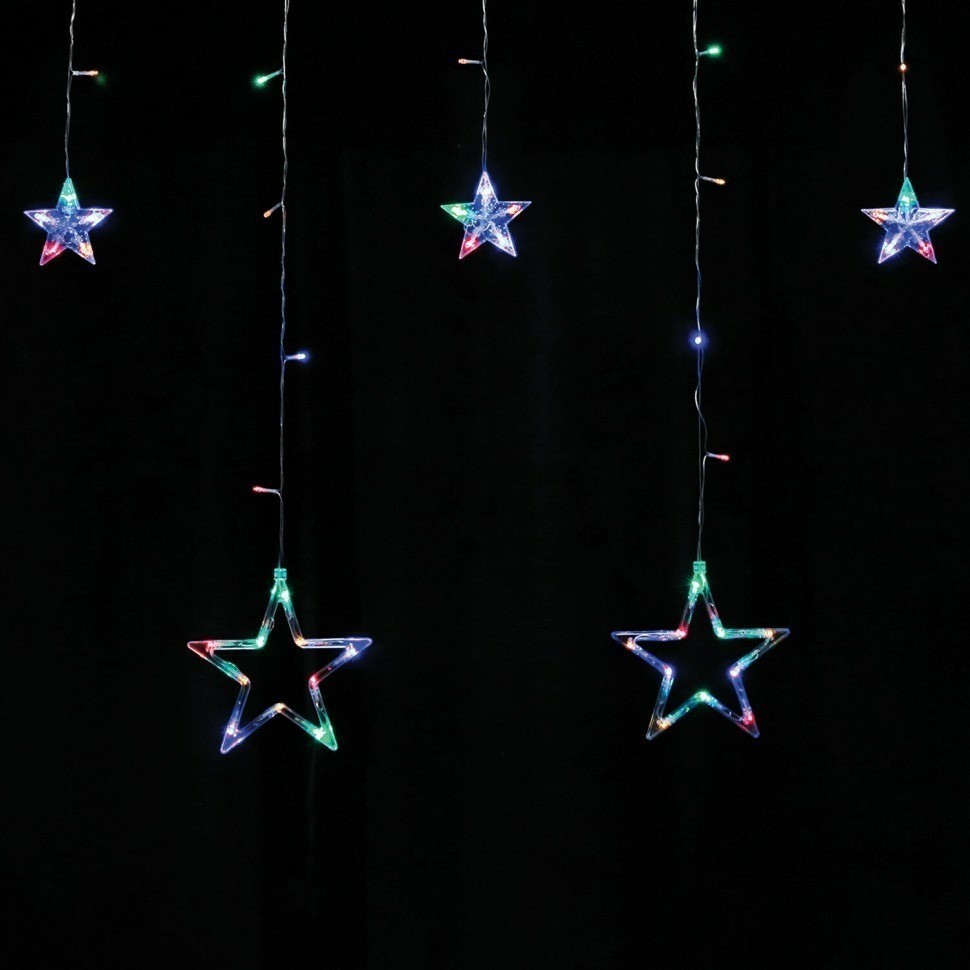 Электрогирлянда-занавес Звезды 3х0,5 м 108 LED мультицветная 220 V ЗОЛОТАЯ СКАЗКА 591356 (94706)