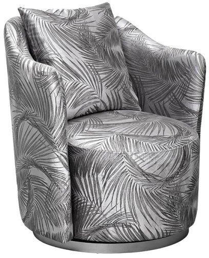Кресло Verona вращающееся,вельвет принт листья Valdes110-SER/хром 70*77*80см (TT-00011017)