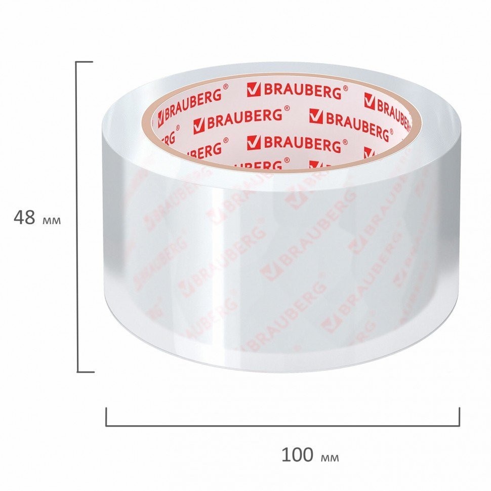 Скотч 48 мм х 66 м кристальный индивидуальная упаковка 45 мкм Brauberg 440153 (6) (88753)