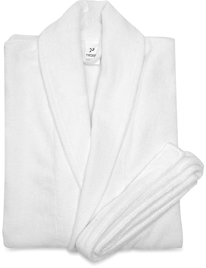 Халат махровый из чесаного хлопка белого цвета из коллекции essential, размер m (75416)