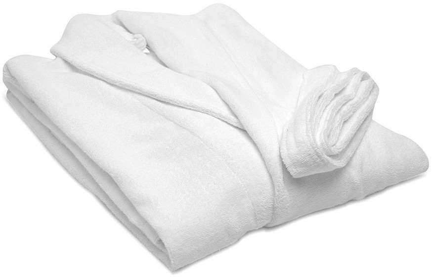 Халат махровый из чесаного хлопка белого цвета из коллекции essential, размер m (75416)