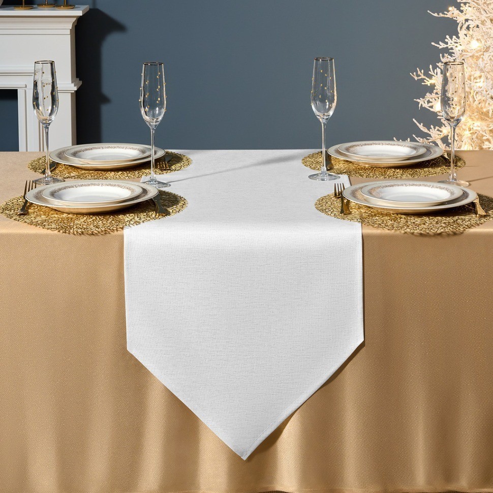 Дорожка на стол 45х220 cm  "феерия. серебро", цвет: белый, tm lefard, полиэстер 100% (986-004-31)