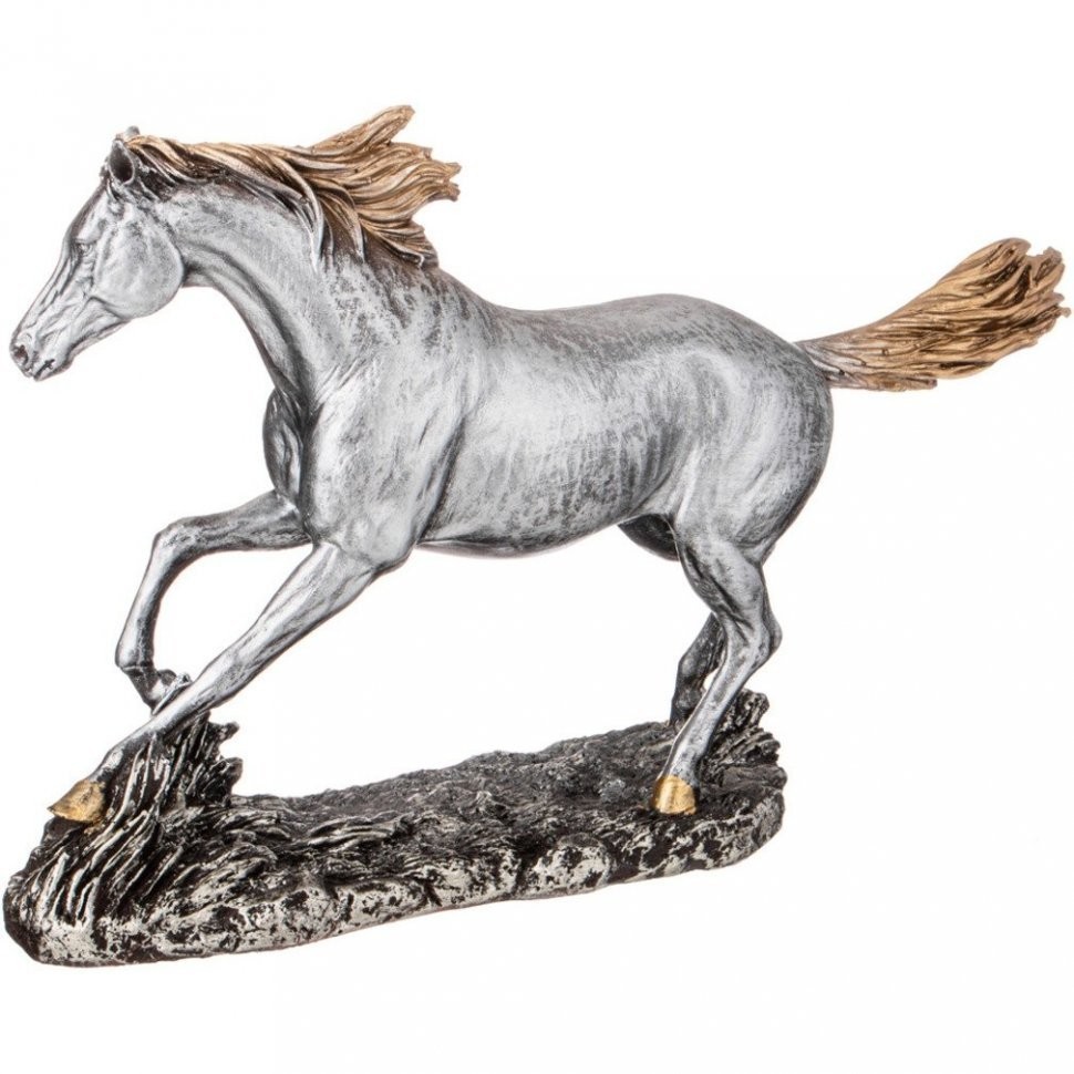 Фигурка декоративна "конь" 34*22 см цвет: серебро ИП Шихмурадов (169-261)