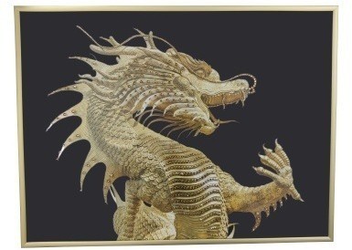 Картина Дракон Золото с кристаллами Swarovski (3027)