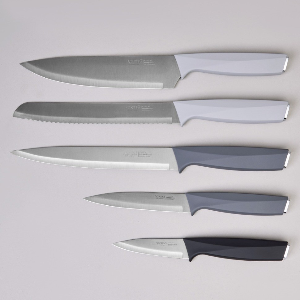 Набор ножей agness на пластиковой подставке, 6 предметов (911-747)