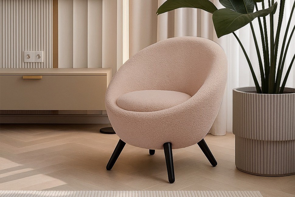 Кресло иск.каракуль розовый 79*83*83см (TT-00006370)