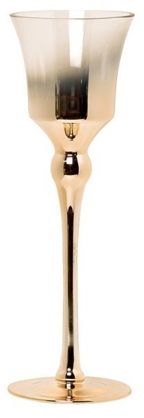 Подсвечник прозрачный с розовым золотом Д13,3В40 (TT-00000760)