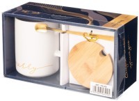 Кружка белая 380 мл с крышкой и ложкой в подарочной упаковке Lefard (756-420)