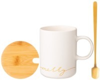 Кружка белая 380 мл с крышкой и ложкой в подарочной упаковке Lefard (756-420)